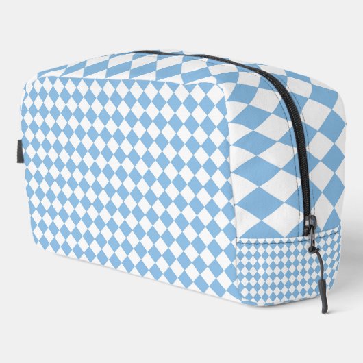 Blauw Wit Checker Diamond Pattern Toilettas Toilettasje (Rechterhoek)