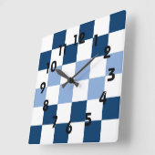 Blauw-Wit Checkerboard Muurklok Vierkante Klok (Hoek)