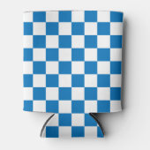 blauw-wit Checkerboard Patroon Blikjeskoeler (Voorkant)
