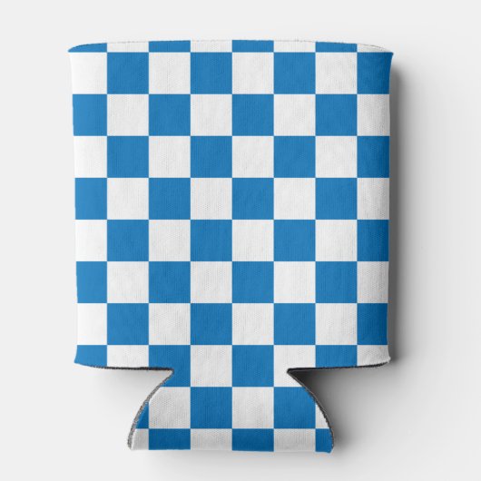blauw-wit Checkerboard Patroon Blikjeskoeler (Achterkant)