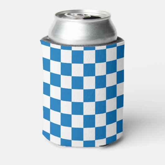blauw-wit Checkerboard Patroon Blikjeskoeler (Blikje Achterkant)