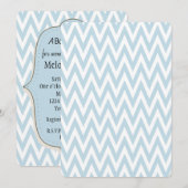 Blauw Wit Chevron Baby shower Kaart (Voorkant / Achterkant)