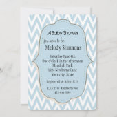Blauw Wit Chevron Baby shower Kaart (Achterkant)