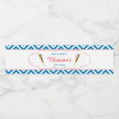 Blauw & Wit Chevron Baseball Baby Waterfles Etiket (Enkel label)