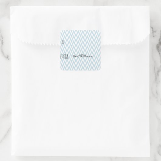 Blauw Wit Chevron Gift Label (Tas)