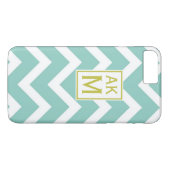 Blauw & Wit Chevron Monogram iPhone 7 Plus Hoesje (Achterkant (Horizontaal))