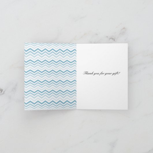 Blauw Wit Chevron Ombre Dank u Bedankkaart (Binnen)