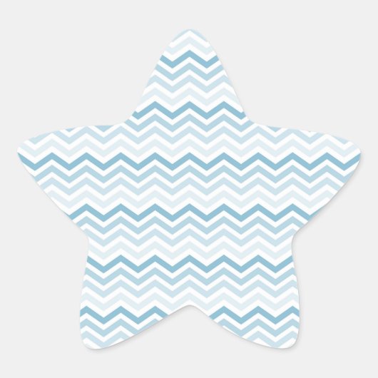 Blauw Wit Chevron Ombre Ster Sticker (Voorkant)