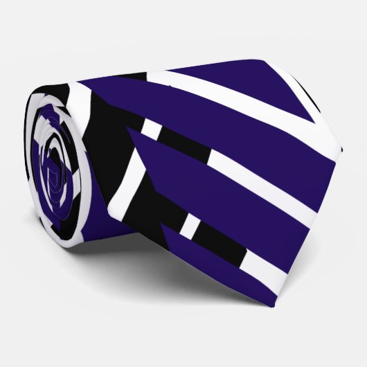 Blauw wit Chevron Zigzag Pattern Stropdas (Opgerold)