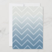 Blauw Wit Chevron Zigzag Stripes Huwelijk Kaart (Achterkant)