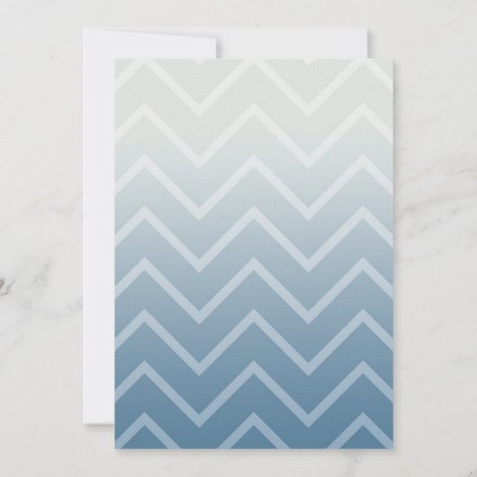 Blauw Wit Chevron Zigzag Stripes Huwelijk Kaart (Achterkant)