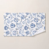 Blauw Wit Chic Bloemen Kerst Ornamenten Bad Handdoek (Handdoek)