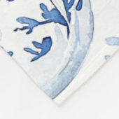 Blauw Wit Chic Bloemen Kerst Ornamenten Fleece Deken (Hoek)