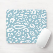 Blauw & Wit Chic Cheetah Luipaard Dierprint Muismat (Met muis)