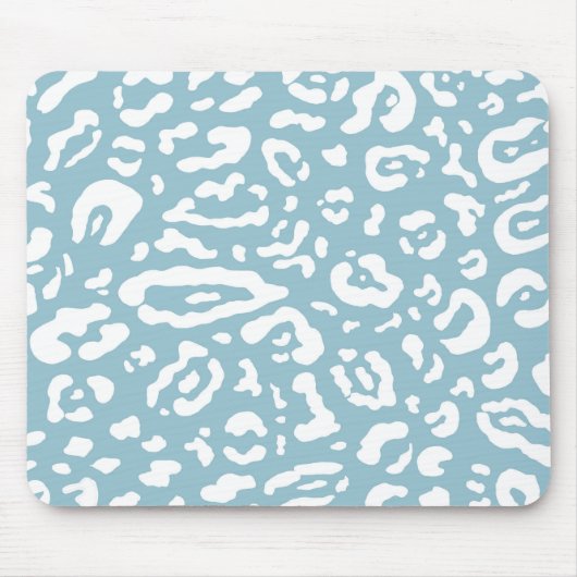 Blauw & Wit Chic Cheetah Luipaard Dierprint Muismat (Voorkant)