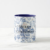 Blauw Wit Chic Kerstman & Ornamenten Mok (Midden)