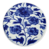Blauw & wit China Kijk - Floral Keramische Knop (Voorkant)
