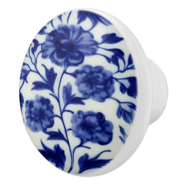 Blauw & wit China Kijk - Floral Keramische Knop