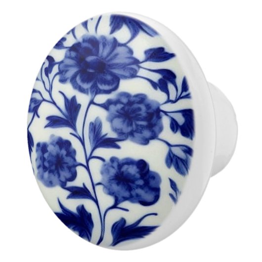 Blauw & wit China Kijk - Floral Keramische Knop (Rechts)