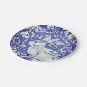 Blauw Wit China Kijk Konijnenvogelpest en olie Papieren Bordje (Gekanteld)