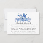 Blauw Wit Chinees Vogel Bloemen Recept Enclosure Kaart (Voorkant)