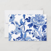 Blauw Wit Chinees Vogel Bloemen Recept Enclosure Kaart (Achterkant)