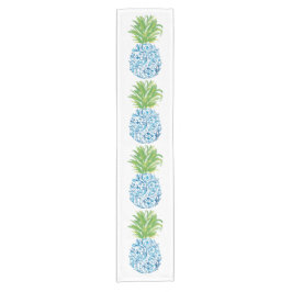 Blauw & Wit Chinoiserie Ananas Preppy Kust Korte Tafelloper
