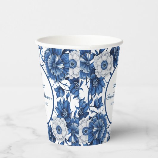 blauw-wit Chinoiserie antiek Patroon bruid Papieren Bekers (Rechts)