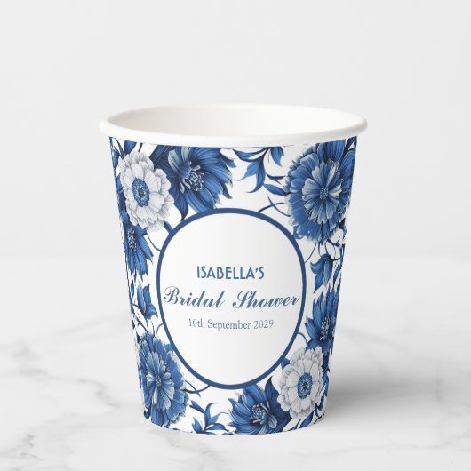 blauw-wit Chinoiserie antiek Patroon bruid Papieren Bekers (Voorkant)