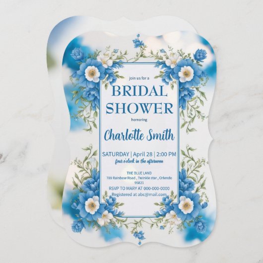 blauw-wit Chinoiserie antiek vrijgezellenfeest Save The Date (Voorkant / Achterkant)