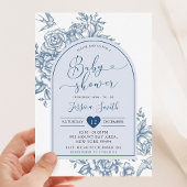 Blauw Wit Chinoiserie  Baby shower Kaart