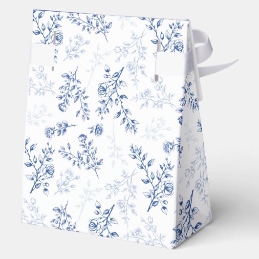 Blauw-wit Chinoiserie Bloemen Bedankdoosjes (Achterkant)