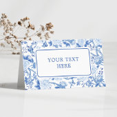 Blauw Wit Chinoiserie Bloemen Bruiloft Zitplaatsen Plaatskaartje