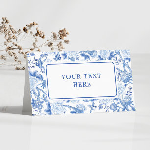 Blauw Wit Chinoiserie Bloemen Bruiloft Zitplaatsen Plaatskaartje