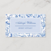 Blauw Wit Chinoiserie Bloemen Event Stylist Visitekaartje (Voorkant)