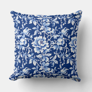 Blauw & Wit Chinoiserie Bloemen Kussen