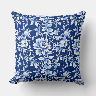  Blauw & Wit Chinoiserie Bloemen Kussen