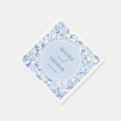 Blauw Wit Chinoiserie Bloemen Kustbruiloft Servet (Hoek)
