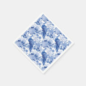 Blauw Wit Chinoiserie Bloemen Peacock Vogels Servet (Hoek)