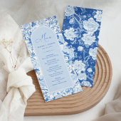 Blauw Wit Chinoiserie Bloemen Porselein Menu Kaart
