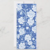 Blauw Wit Chinoiserie Bloemen Porselein Menu Kaart (Achterkant)