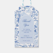 Blauw Wit Chinoiserie Bloemen Vrijgezellenfeest Fa Cadeaulabel (Voorkant)