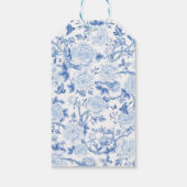 Blauw Wit Chinoiserie Bloemen Vrijgezellenfeest Fa Cadeaulabel (Achterkant)