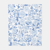 Blauw Wit Chinoiserie Bloementuin Patroon Fleece Deken (Voorkant)