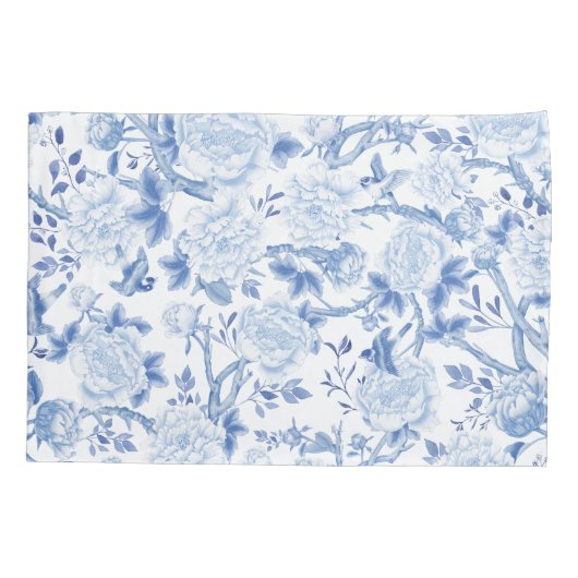 Blauw Wit Chinoiserie Bloementuin Porselein Kussensloop (Achterkant)