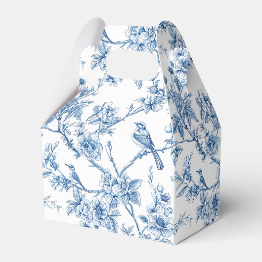 Blauw-wit chinoiserie bloemenvogels bedankdoosjes (Voorkant Zijde)