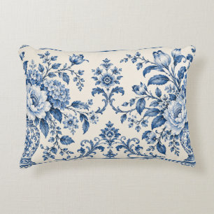 Blauw & Wit Chinoiserie Bloemmotief Accent Kussen