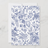 Blauw Wit Chinoiserie Bruids Douche Uitnodiging (Achterkant)