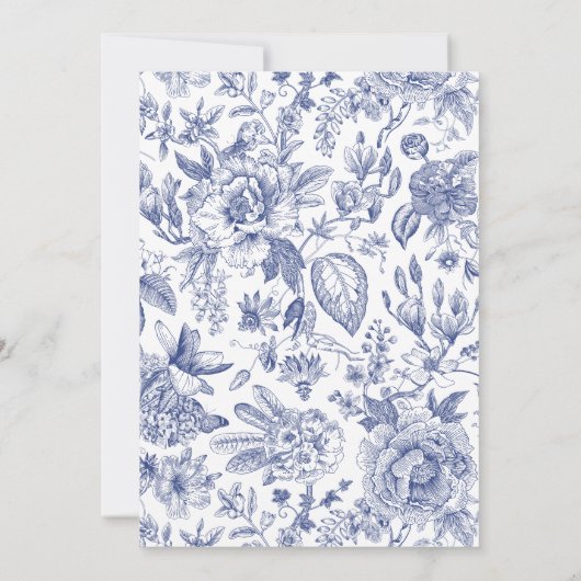 Blauw Wit Chinoiserie Bruids Douche Uitnodiging (Achterkant)