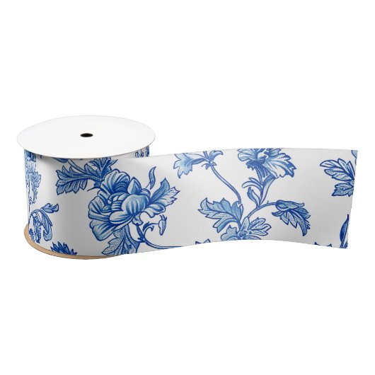 Blauw-wit Chinoiserie Bruidsmeisje Cadeau Satijnen Lint (Spoel)